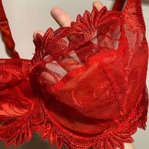 Empreinte Thalia Red Lace Underwire Bra 38E 38DD